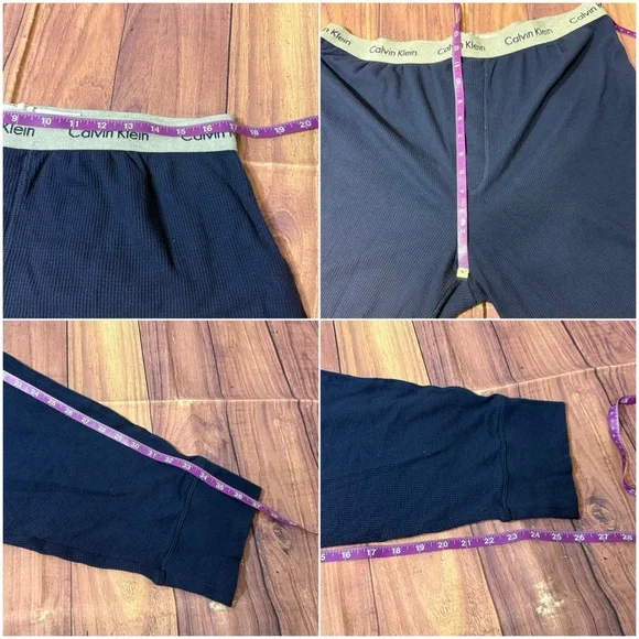 Men’s Size XL Calvin Klein Navy Waffle Knit Thermal Loungewear Joggers - Picture 12 of 13